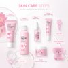 LAIKOU Skin Care Set, Sakura Skin Care Sets & Kits with Cleanser, Toner, Serum, Face Cream, Eye Cream, Hairpin, Hair Rope, Pink Octopus Cleansing brush, Gift Set for Teenage Girls Women, 8PCS