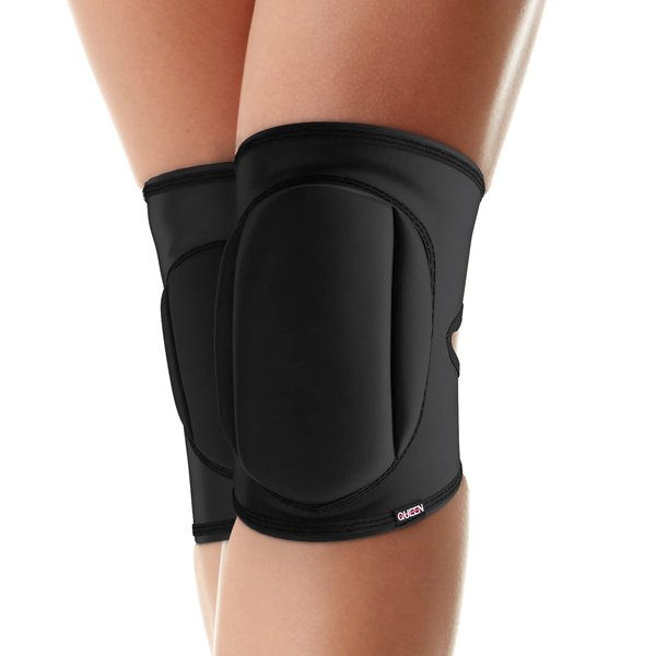 Queen Wear – Sleek Black – Pole Dance Knee Pads Perfect Woman Protection for Ballet Modern Dance and Indoor Sports (XXL)