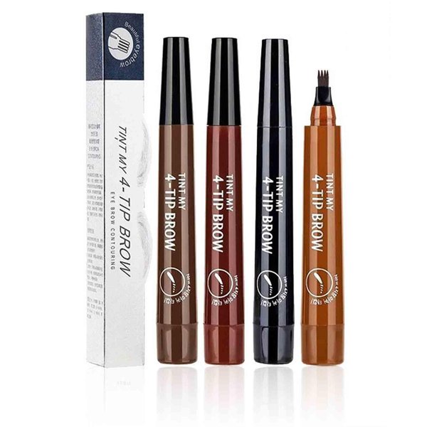 2024 Magic Eyebrow Pencil, 4PCS 4Color Waterproof 3D Microblading Eyebrow Pencil Contouring Pen, 4-Tip Microblade Eyebrow Pen, Microblading 4 Fork Tip Eyebrow Tattoo Pencil for Women and Girl (4Color)