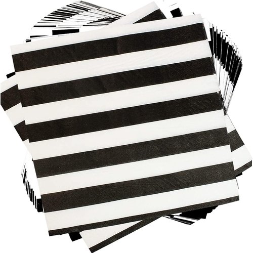 40Pcs Black and White Striped Napkins Black and White Party Supplies Disposable Black and White Cocktail Beverage Party Napkins Black & White Napkins for Baby Shower Black and White Party Decorations