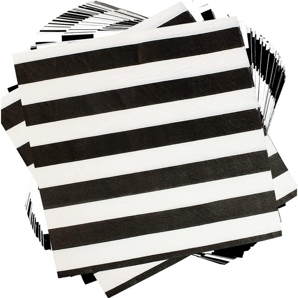40Pcs Black and White Striped Napkins Black and White Party Supplies Disposable Black and White Cocktail Beverage Party Napkins Black & White Napkins for Baby Shower Black and White Party Decorations