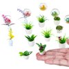 25 Pieces Dollhouse Potted Plants Miniature Artificial Plant Tiny Bonsai Model Mini Flowerpot Fake Succulent Doll House Mini Plant Model Figure for 1:12 Dollhouse Decor Mini Garden (Fresh Style)