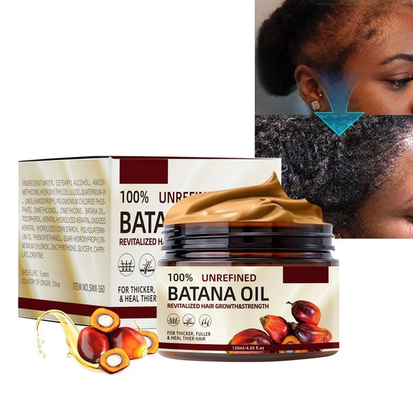 Batana Oil for Hair Growth, Organic Batana Oil, 100% Raw Batana Oil Hair Masks for Growth and Thickness, Deep Conditioning Hair Mask for Damaged Hair, Hair Serum for Frizzy Split Ends Hair Treatment