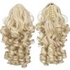 SWACC 12-Inch Short Screw Curls Claw Clip Ponytail Extensions Synthetic Clip in Drawstring Curly Ponytail Hairpiece Jaw Clip Hair Extension (Platinum Blonde-60#)