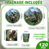 120PCS Dinosaur Party Birthday Supplies for Boys Kids Dino World Themed Tableware Set Dinosaur Park Party Decorations Tableware Set Plates Napkin Cups Set for 20 Guests