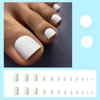 24Pcs White Press on Toenails, Short Square Toe Press On Nails, Glossy White Fake Toenails Full Cover False Toenails Glossy Acrylic Toes Nails Press on Artificial Beach Toenails for Women and Girls