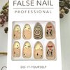 24Pcs Press On False Nails Short, Fake Nails Almond Glue On Nails, False Nails With Glue, Square Press On Nails Art Manicure Decoration Fake Nails Acrylic Nails Cute Cartoon Nails for Women And Girls
