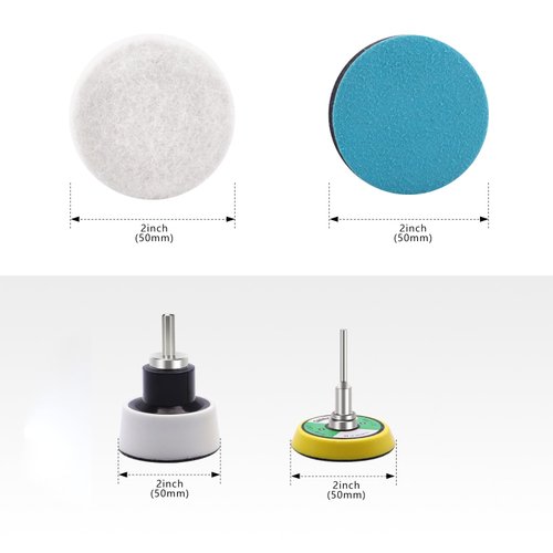 Glass Polishing Pad, PROMMON 2Inch Car Glass Felt Polishing Buffing Pad, 8pcs Polishing sanding discs, Felt Polishing Wheel with Towel, 3mm Shank Backing Pad for Rotary Tools to Polish Glass and Metal