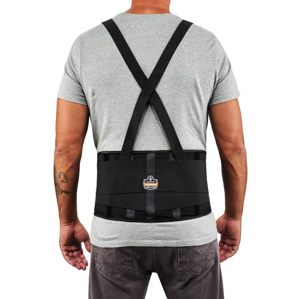 Ergodyne ProFlex 100 Back Support Brace, 8" Spandex Belt, Adjustable, Removeable Straps (RA5762) , Black , XL