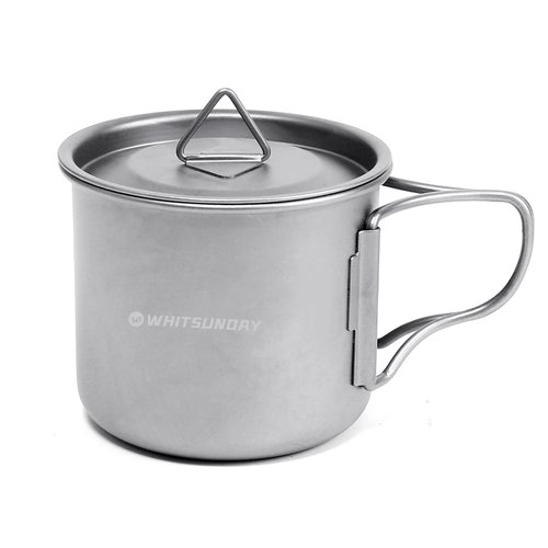 Whitsunday Titanium Pot with Lid Ultralight Titanium Mug Eco-Friendly Cup -L
