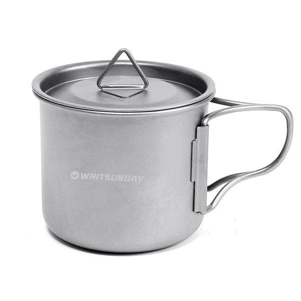 Whitsunday Titanium Pot with Lid Ultralight Titanium Mug Eco-Friendly Cup -L