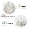 Catery Flower Wedding Bride Hair Pins Pearl Bridal Hair Pieces Crystal Hair Clips Silver Hair Accessories for Women Pack of 2 (Silver)