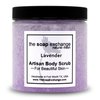 The Soap Exchange Sea Salt Body Scrub - Lavender Scent - Hand Crafted 8 fl oz / 240 ml Natural Artisan Skin Care, Shea Butter, Exfoliate, Moisturize, & Protect. Made in the USA.