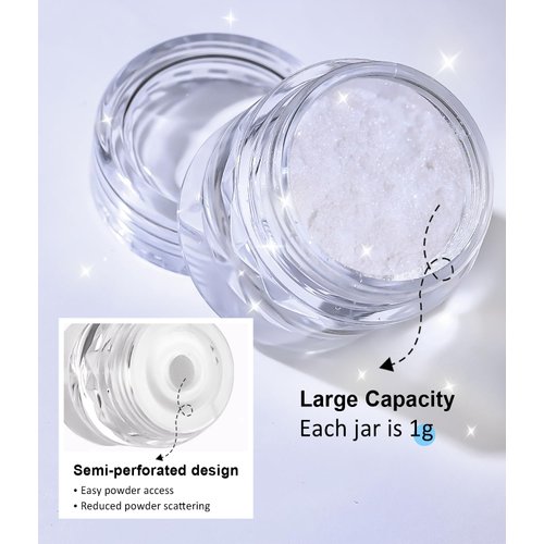 Moonlight White Chrome Nail Powder BISHENGYF - 1g Super Glossy Pearl Effect Chrome Nail Powder for Gel Nails Metallic Mermaid Pearl Nail Powder for Gel Polish Nail Art Decoration