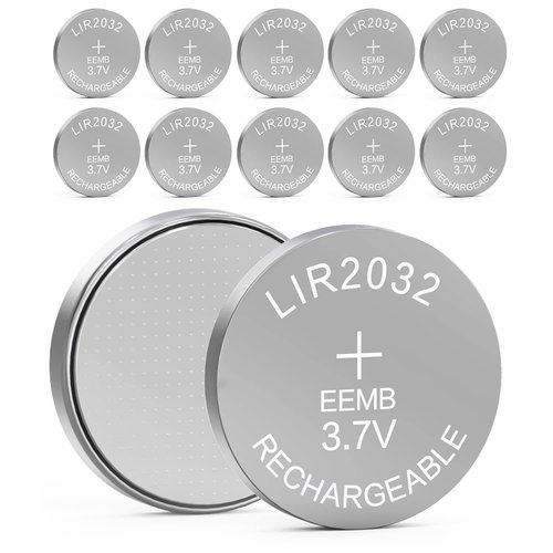 EEMB 10PCS LIR2032 Rechargeable Battery 3.7V Lithium-ion Coin Button Cell Batteries 45mAh 2032 Rechargeable Battery