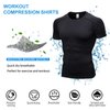 Black Compression Shirts Men Short Sleeve Workout Gym T-Shirt Running Tops Cool Dry Sports Base Layer Undershirts