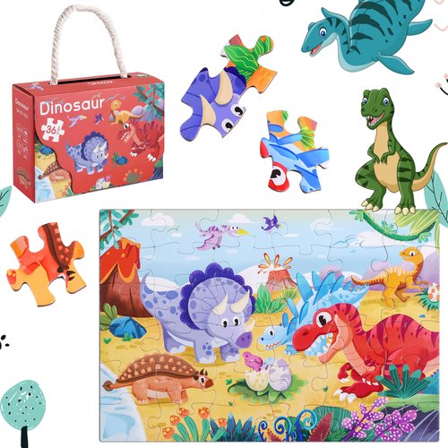 YOGEON Puzzles for Kids Ages 4-6, 3-5,36 Piece Dinosaur Puzzles for Toddler,Floor Puzzle Age 5-7 Children Learning Preschool Educational Puzzles Toys for Boys and Girls