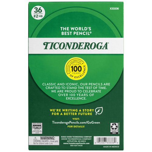 Ticonderoga My First Wood-Cased Pencils, 2 HB, Yellow, 36 Count