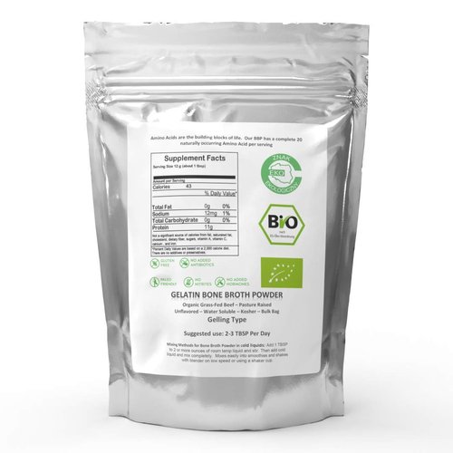 Bone Broth Gelatin Powder - Gelling Type - Pure Protein Organics 100g