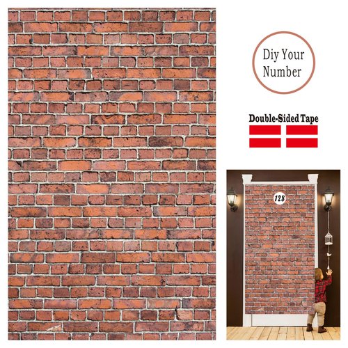 Brick Wall Backdrop,78.7"x 49.2" Inch Door Curtain, Wizard Birthday Party Supplies, Halloween Christmas Themed Party Decorations,Wall Backdrop Decoration (Old red)