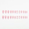 White French Tip Press on Nails Almond Medium Fake Nails with White Pearls Bow Designs Pink Full Cover Glue on Nails Press ons Acrylic False Nails Glossy Stick on Nails for Women Girls 24pcs