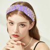 Uintoon Purple Knotted Headband Sparkly Rhinestone Headbands Women Girls Wide Top Knot Shiny Headbands Headpieces Crystal Beaded Jeweled Hairbands Fashion Embellished Hair Band Non Slip Accessories