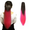 iLUU Ombre Synthetic Hair Ponytail Extensions Natural Black to Pink Color Two Tone Claw in Ponytail Hair Extensions Long Straight Hairpiece 24" 130G/Set Pony Tail 1BTPink