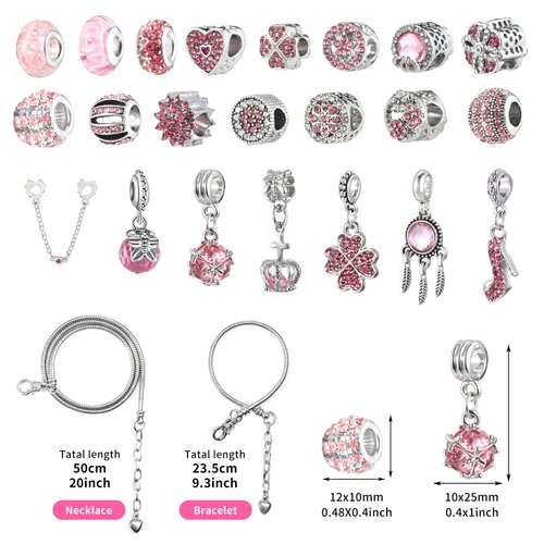 Naler DIY Gorgeous Bracelet Set 24Pcs Charm Bracelet Making kit, Jewelry Making kit with Portable Jewelry Box, Valentine's Day Gift