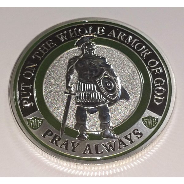 Pray Always Armor of God Religious Challenge Art Coin