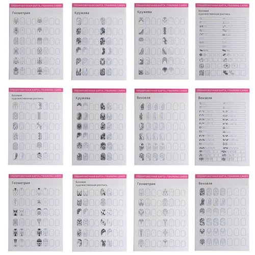 12 Sheets Blank Nail Art Training Cards,Manicure Training Cards for Beginner Lines Painting