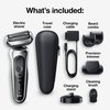 Braun Electric Razor for Men, Waterproof Foil Shaver, Series 7 7027cs, Wet & Dry Shave, with Beard Trimmer, Rechargeable, Charging Stand and Travel Case Included, Silver Black