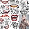VANTATY 5 Sheets 3D Halloween Joker Temporary Tattoos For Men Women Adults, Clown Damaged Tattoo Joker Costume, Fake Tattoo Stickers Prison Prisoner Inmate Gothic, Halloween Face Tattoo Makeup Kit