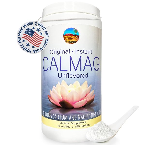 Outback Naturals: High Absorption 2:1 CalMag Calcium and Magnesium Citrate Supplement - Pure Calcium Malate Powder - Supports Stress Relief, Sleep & Bone Strength - Mineral Drink - Unflavored 16.5 oz