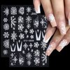 5D Embossed Snowflake Nail Art Stickers Christmas Nail Decal White Flower Lace Nail Decal Snowflake Leaf Nail Sticker Design Self-Adhesive Nail Decoration Supplies for Women DIY Christmas Manicure