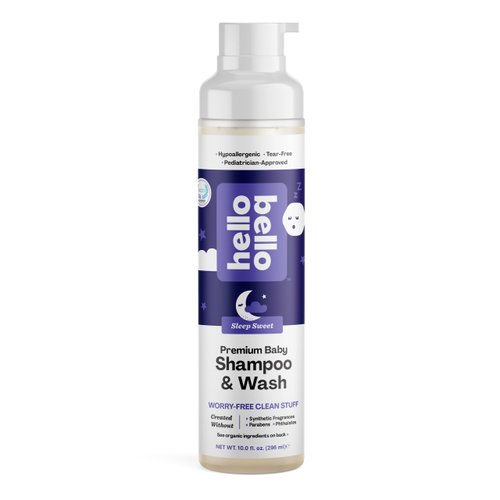 Hello Bello Nighttime Shampoo & Body Wash - Gentle Hypoallergenic Tear-Free Formula for Babies and Kids - Vegan and Cruelty-Free - Sweet Sleep Scented - 10 FL Oz
