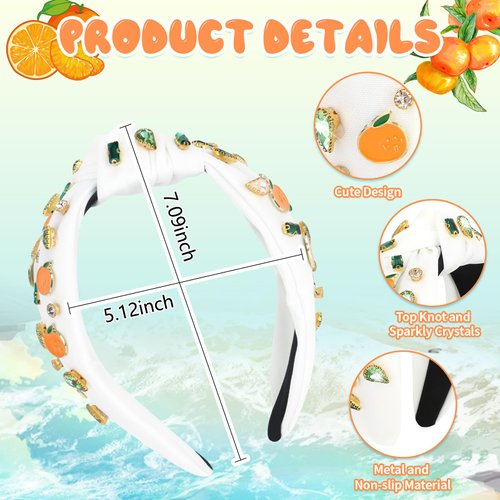 YARIEW Orange Headband Knotted Headbands for Women Orange Hair Accessories Boho Orange Headband for Orange Party Decorations Hawaiian Party Favors Summer Beach Wedding