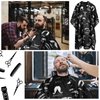 FEBSNOW Professional Hair Cutting Barber Cape with Neck Duster Brush, Beard Print Barber Cape for Barber Shop Hair Cutting Accessories