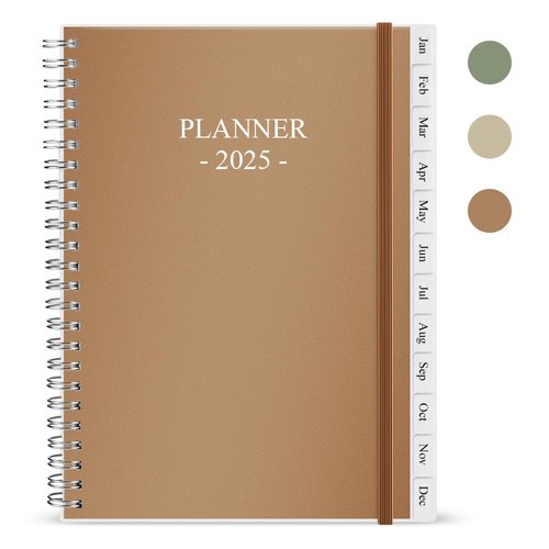 2025 Planner - Planner 2025 for Women & Men, January 2025 - December 2025, Monthly and Weekly Calender Planner with 12 Monthly Tabs, 6.4" x 8.5", Brown