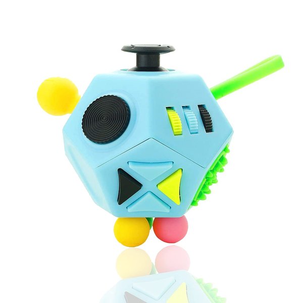 PAPOLGO Fidget Toys,ADHD Fidget Toys,Autism Fidget Toy,12 Side Cube Toys Stress Relief,Anti Anxiety,Focus,Boredom for Kids and Adults (Blue / B3)