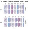 DUKASOU 28pcs Semi Cured Gel Nail Strips, Gel Nail Stickers Kit Work with Any UV Nail Lamps, Long Lasting Gel Nail Wraps for Girl Women, includes Prep Pads, Nail File & Wood Stick(Camellia Sea)
