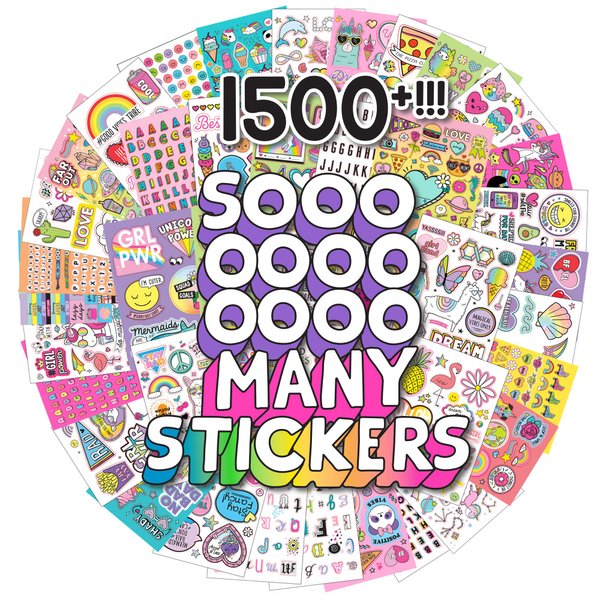 Just My Style® 1500 Sticker Book by Horizon Group USA, Fun Craft Stickers, Cute Gifts for Girls Kids Teens Adults