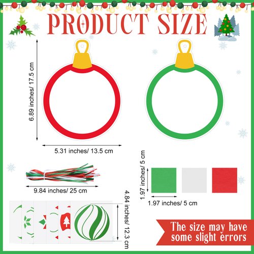 Epakh 24 Sets Christmas Ball Tissue Sign Christmas Craft Kit Christmas Ball Craft Bulk Winter Christmas Tree Hanging Ornament DIY Craft Kit Winter Holiday Xmas Classroom Activities Party Decorations