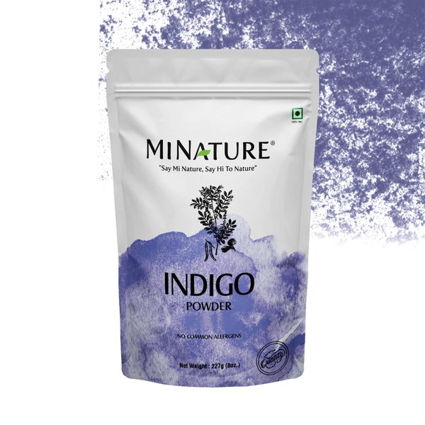 mi nature Indigo Powder 100% Pure Natural Organically Grown Indigo Powder- For HAIR (227g / (1/2 lb) / 8 ounces)