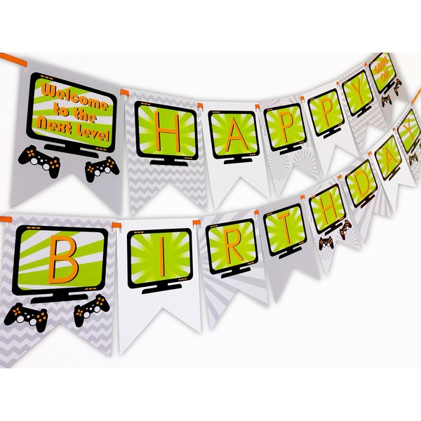 Gaming Party Happy Birthday Banner
