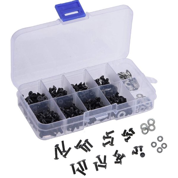 ShareGoo 340PCS Universal Screws Box Repair Accessories Compatible with HSP Redcat Traxxas Arrma HPI 1/8 1/10 RC Car,M3 Flat/Round Head Screws & M3/M4 Flat Washer
