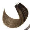 LacerHair 100% Real Human Hair Tape in Hair Extensions Balayage Darkest Brown Fading into Chestnut Brown B#2/6 Remy Straight Natural Hair Extensions Skin Weft Hair Extensions 22Inch 50Gram/20PCS