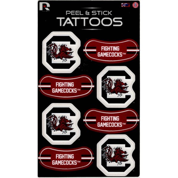 Rico Industries NCAA South Carolina Gamecocks Vertical Tattoo Peel & Stick Temporary Tattoos - Eye Black - Game Day Approved! Small