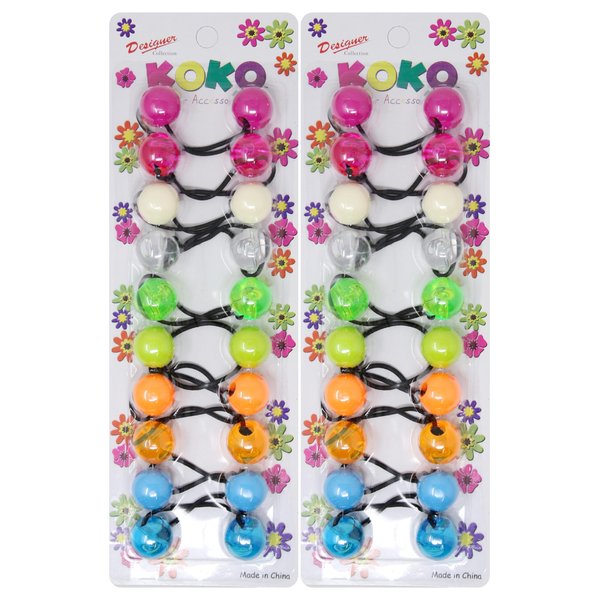 KOKO - Priemum 20 Pcs Bubble hair ties. Elastics Ties 18mm Ball Bubble Ponytail Holders. Colorful Elastic Accessories for Baby Kids Children Girls Women All Ages(NEON MIX 1)