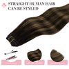 MAXITA Clip in Hair Extensions Real Human Hair, 120g 7pcs Balayage Dark Brown Mixed Chestnut Brown 18 Inch, Human Hair Extensions Straight Hair Extensions Clip in Human Hair
