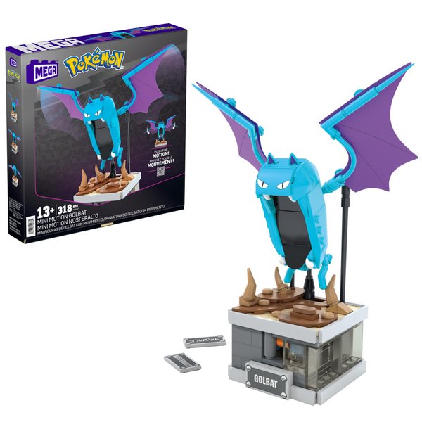 Mega Pokémon Building Toys Set Mini Motion Golbat with 313 Pieces, Wing Flapping Motion, 5 Inches Tall, for Adult Collectors